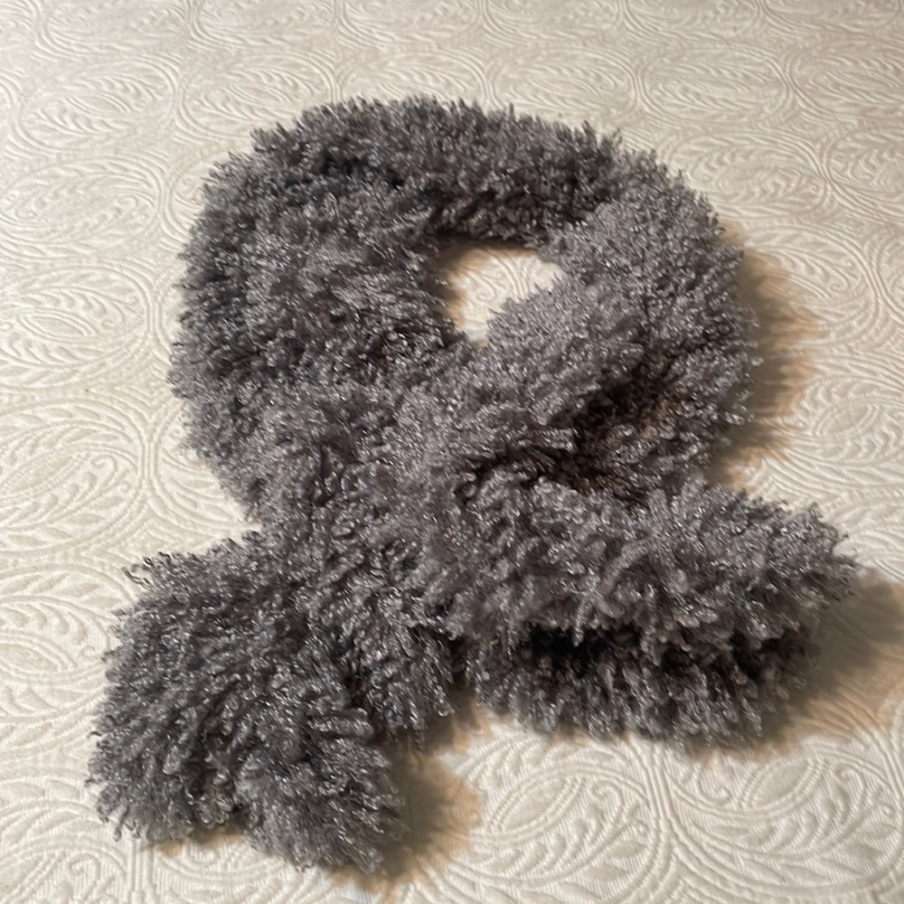 Gray fuzzy scarf